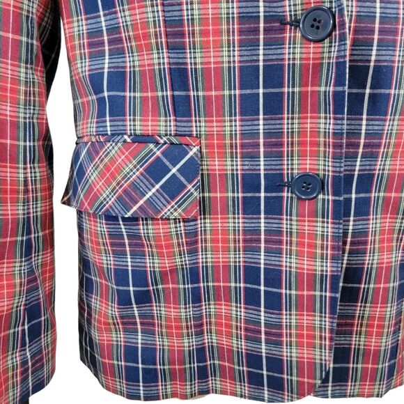Carson Pirie Scott Blazer Womens 14 Blue Vintage Plaid Jacket Preppy Career - Picture 4 of 8